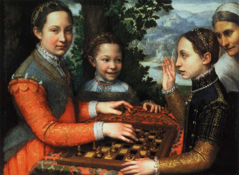anguissola sofonisba tre schackspelande systrar France oil painting art